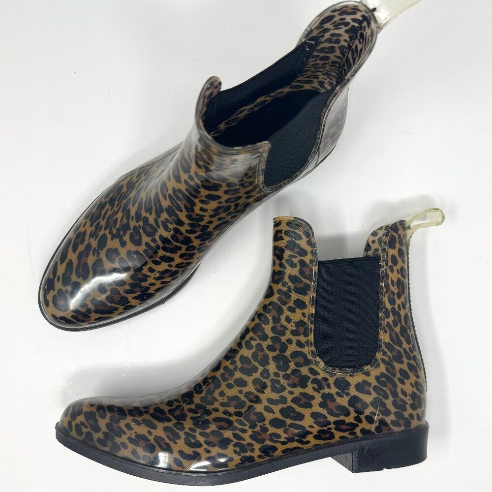 Joe Fresh Leopard Print Chelsea Ankle Rain Boots US 10